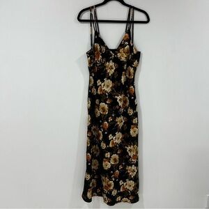 Blu Pepper Black and Tan Floral Midi Dress